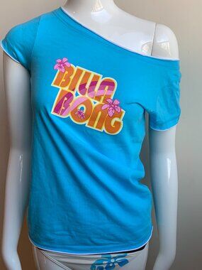 Billabong BLUE CRUSH Vintage RARE graphic logo boat neck fitted t-shirt tshirt